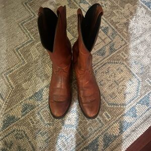 Men's Tony Lama Brown Leather Cowboy Boots With Vilbram Comfort Technology 12D